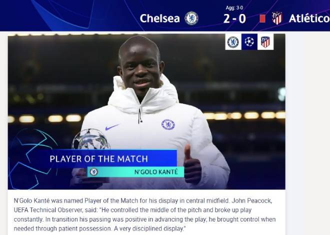 Chelsea vượt ải Atletico: Trang chủ UEFA gọi tên Kante, báo Anh khen bản lĩnh - 3