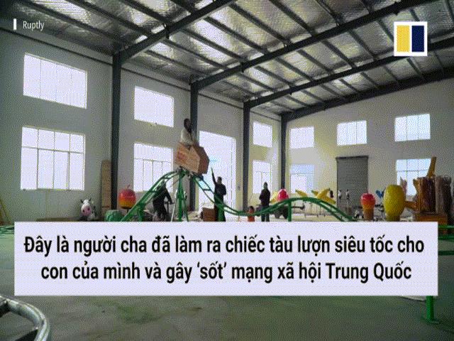 Bạn trẻ - Cuộc sống - Clip: "Ông bố quốc dân" tự tay làm tàu lượn siêu tốc cho con gây sốt mạng