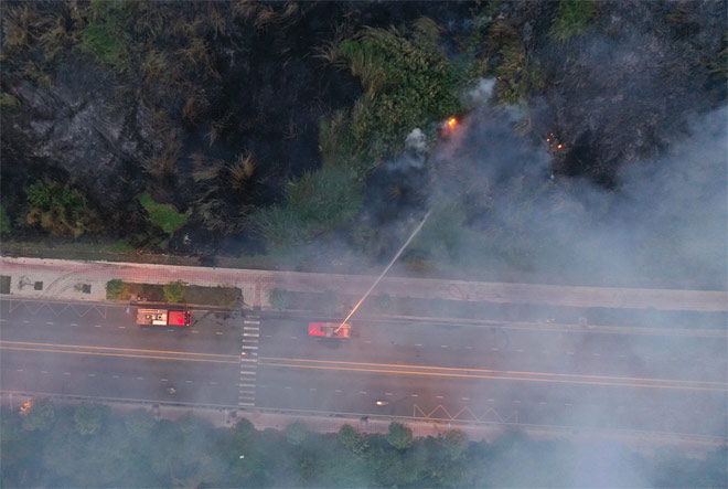 Công an TP.Thủ Đức cùng Đội Cảnh sát PCCC Công an TP.Thủ Đức đã điều nhiều xe chữa cháy cùng hàng chục cán bộ chiến sỹ tiếp cận nhiều khu vực để dập lữa.