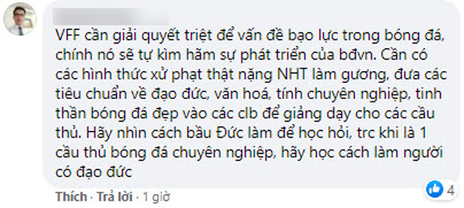 Một ý kiến cho rằng cần phạt nặng Hoàng Thịnh để răn đe các cầu thủ khác