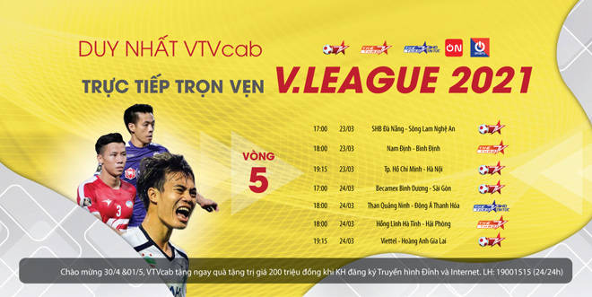 Lịch thi đấu giải bóng đá vô địch quốc gia V-League 2021 mới nhất vòng 5 - 1