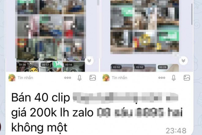 Tài khoản Le Minh Tuan rao bán clip đen với giá 200.000 đồng trong một nhóm chat. (Ảnh chụp màn hình). Ảnh: N.Yên