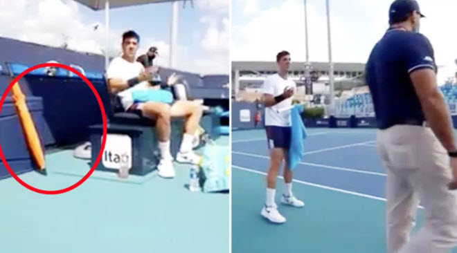 Kokkinakis tức điên vì có ô nhưng không được che nắng