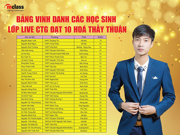 Học sinh đạt kết quả cao trong lớp giảng của thầy Phạm Văn Thuận