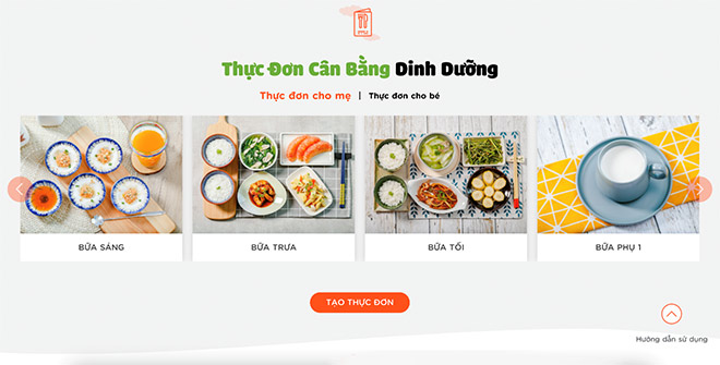 Trọn bộ thực đơn đầy đủ dinh dưỡng cho mẹ bầu trong một ngày được Phần mềm đề xuất.