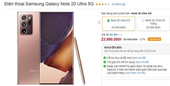 Những smartphone đang giảm giá mạnh nhất, Galaxy Note 20 Ultra giảm 09 triệu - 1