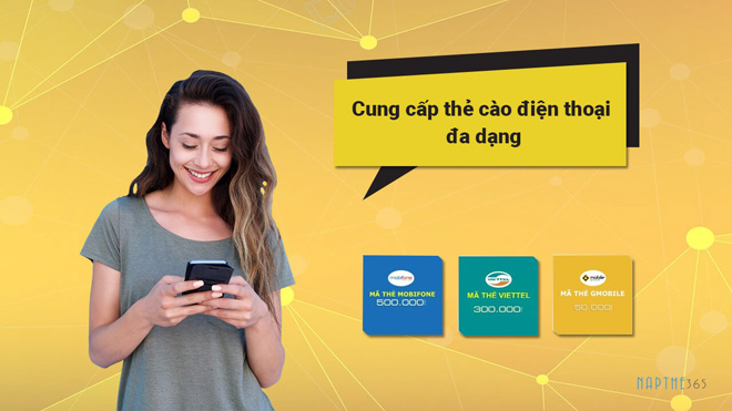 Trang web napthe365.com cung cấp thẻ điện thoại đa dạng