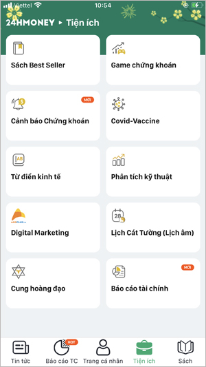 Danh sách các tiện ích trên 24HMoney