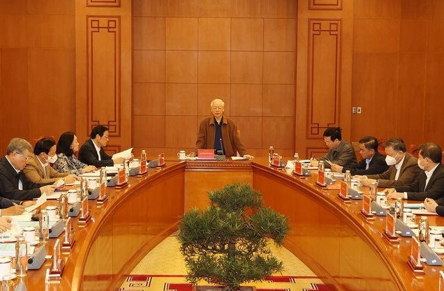 Tổng Bí thư Nguyễn Phú Trọng, Trưởng Ban chỉ đạo Trung ương về phòng chống tham nhũng, tiêu cực, chủ trì một phiên họp của Ban Chỉ đạo