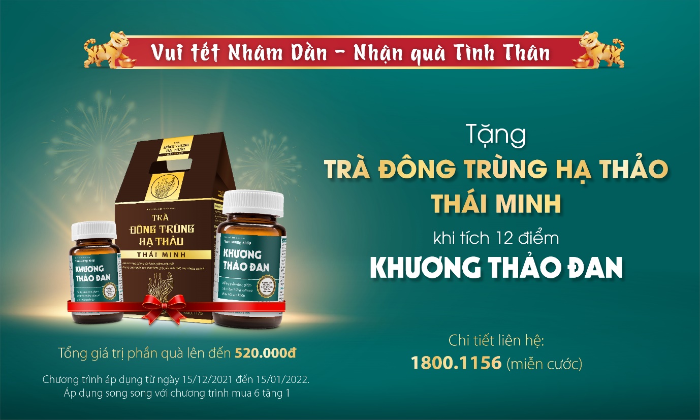 Hot: Tặng ngay trà Đông Trùng Hạ Thảo Thái Minh khi mua viên xương khớp Khương Thảo Đan - 1