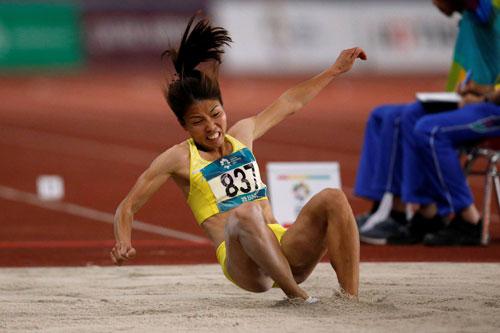 Nhà vô địch Asian Games Bùi Thị Thu Thảo trở lại hố nhảy xa và nhảy ba bước nữ Ảnh: ĐÔNG LINH