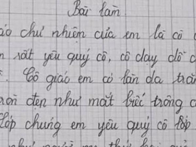 Bạn trẻ - Cuộc sống - Học sinh làm văn tả giáo viên chủ nhiệm, lời gửi gắm cuối bài khiến dân tình cười ngất