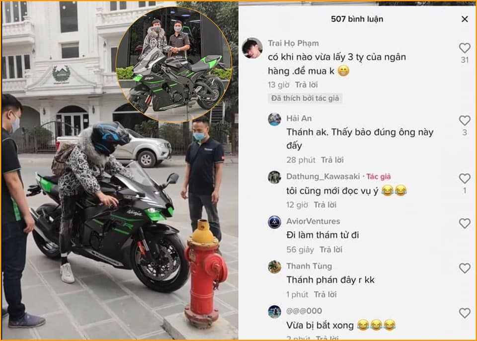 Hình ảnh đối tượng Nguyễn Văn Nam đi mua xe phân khối lớn. Ảnh Facebook.