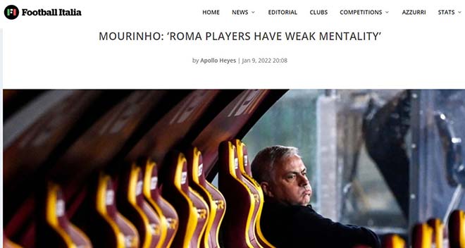 Mourinho chê bai tâm lý cầu thủ AS Roma
