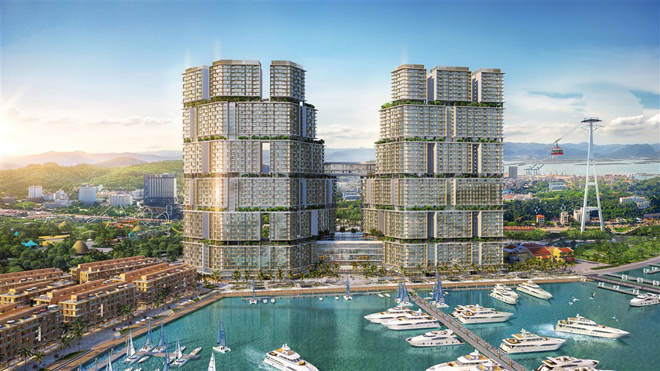 Toàn cảnh tháp đôi Sun Marina Town. Ảnh minh họa