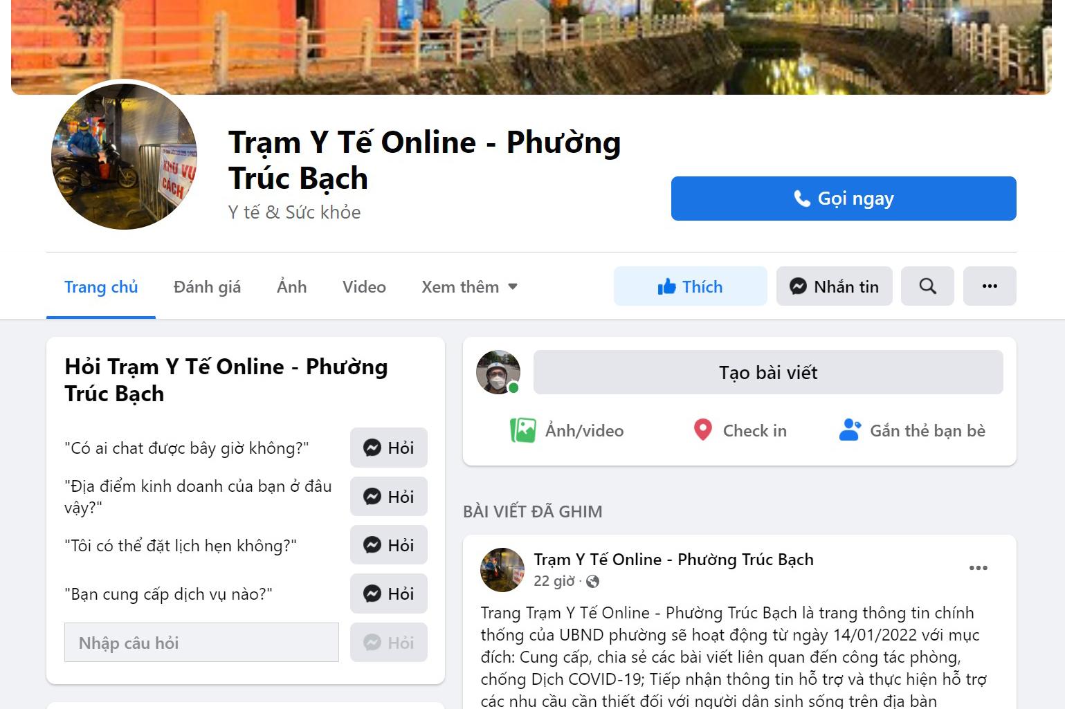 Trạm y tế online đầu tiên ở Hà Nội được thiết lập trên mạng xã hội FaceBook