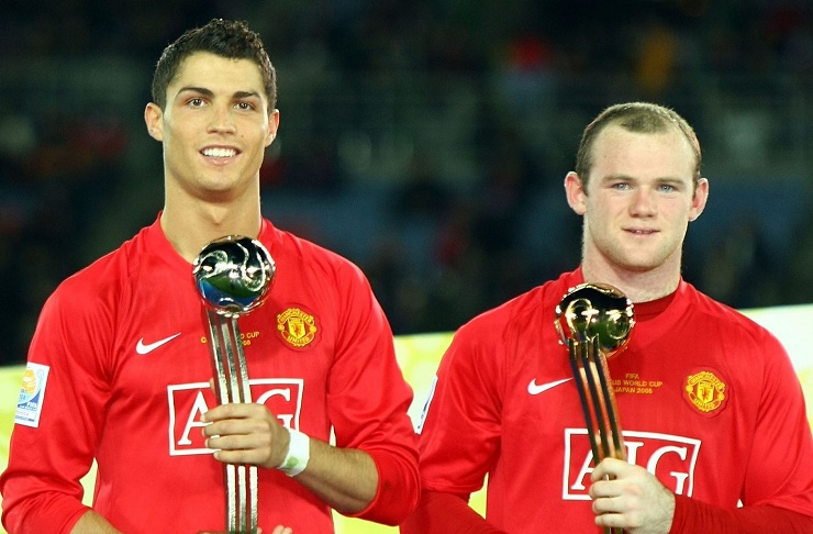 Ronaldo và Rooney lúc còn cùng chơi cho MU