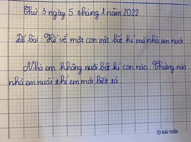 Đề bài yêu cầu tả vật nuôi, học sinh viết vỏn vẹn 2 câu khiến giáo viên giận tím người - 1