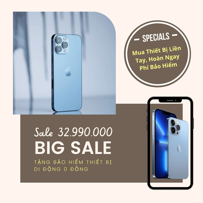 Apple iPhone 13 Pro Max 128GB giảm còn 32.990.000 đồng.