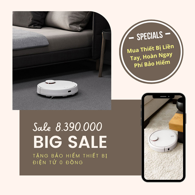 Robot hút bụi Xiaomi Vacuum Mop P giảm còn 8.390.000 đồng.