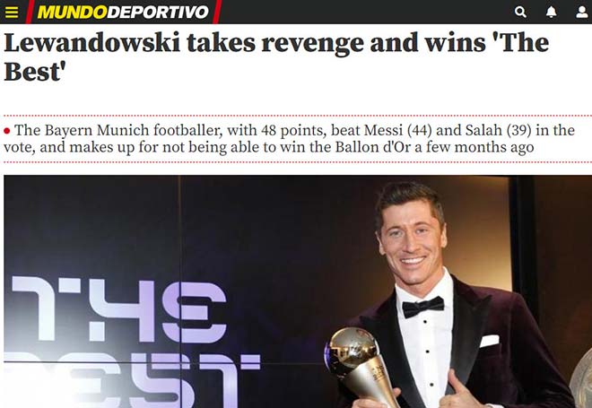 Báo châu Âu hả hê vì Messi trượt giải The Best, tôn vinh &#34;Vua&#34; Lewandowski - 1