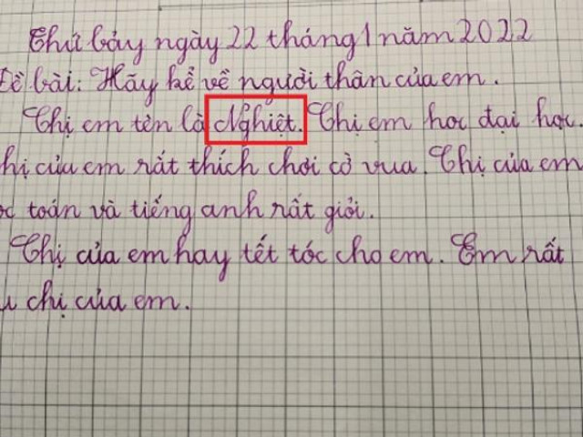 Bạn trẻ - Cuộc sống - Em gái viết văn tả chị nhưng lại mắc lỗi "dở khóc dở cười", khiến "nhân vật" chỉ muốn "độn thổ"