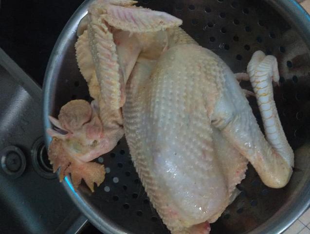 Gà sau khi được làm sạch. Chị Hoa thường chọn gà khoảng 2,4 kg