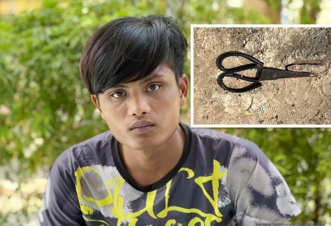 Chau Đươnl cùng hung khí gây án. Ảnh: CACC