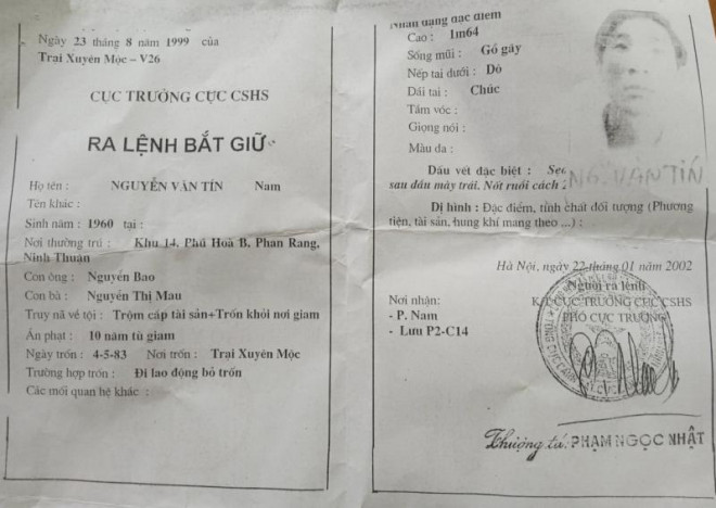 Sau gần 39 năm lẩn trốn biệt dạng,&nbsp;Nguyễn Văn Tín bị bắt giữ theo lệnh truy nã của Cục Cảnh sát hình sự - Bộ Công an