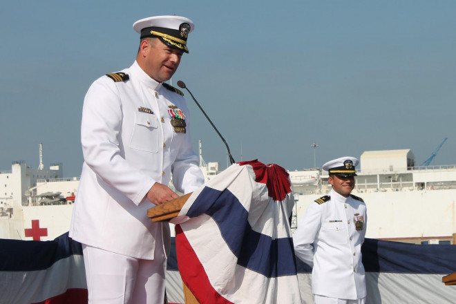 Stephen Shedd phát biểu tại một sự kiện ở TP San Diego - Mỹ hồi tháng 11-2012. Ảnh: Hải quân Mỹ.