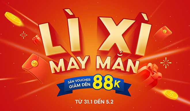 Cũng đừng bỏ lỡ màn bốc “Lì xì may mắn” để được “Lộc như ý” là voucher trị giá đến 88K, cơ hội chia hàng triệu Shopee Xu đi kèm các câu đối chúc Tết ý nghĩa.