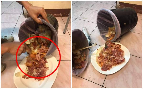 Nhà hàng buffet phát hiện khách đổ bỏ rất nhiều thịt vào thùng rác.