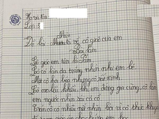 Bạn trẻ - Cuộc sống - Bài văn tả cô giáo của học sinh tiểu học khiến cộng đồng mạng phải "đứng hình" mất 5 giây