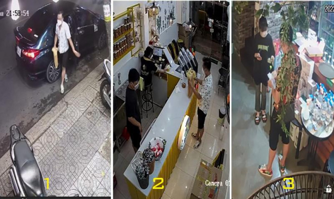 Hình ảnh từ camera an ninh cho thấy nam thanh niên tới lừa ở tiệm cà phê quận Tân Bình (hình 3), có ngoại hình, và đôi giày giống với ở vụ lừa tại quận 1. Ảnh chụp từ clip camera an ninh