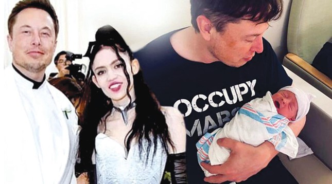 Elon Musk cùng bạn gái (ca sĩ Canada Grimes) và con trai X Æ A-XII của hai người. Ảnh: Twitter