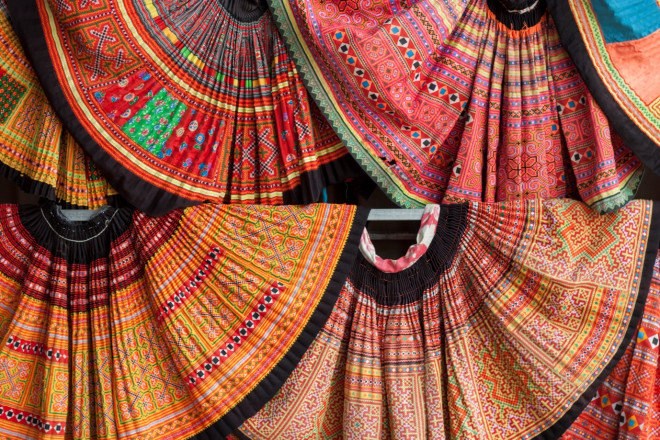 Sắc màu rực rỡ của những họa tiết thổ cẩm của người Thái ở thung lũng Mai Châu, tỉnh Hòa Bình. Ảnh: Nguyễn Thị Bình An