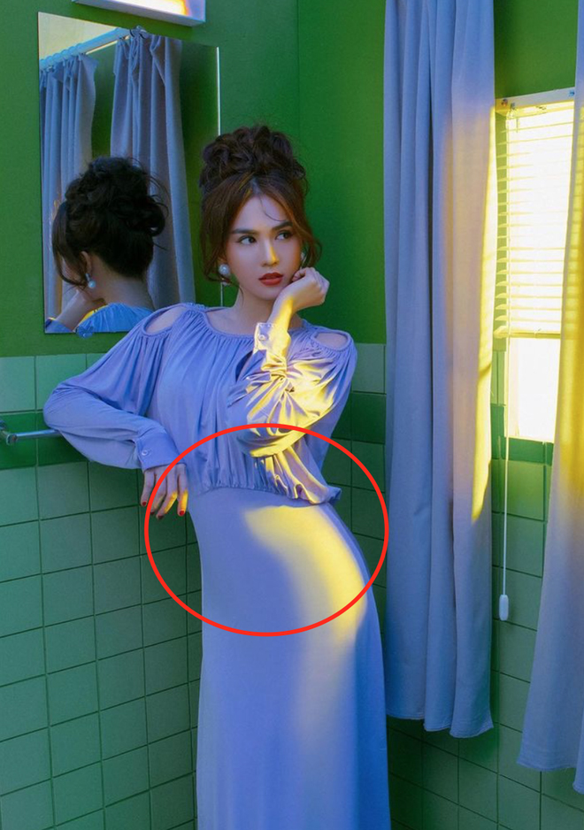 Có thể thấy vòng eo của Ngọc Trinh tròn ra thấy rõ