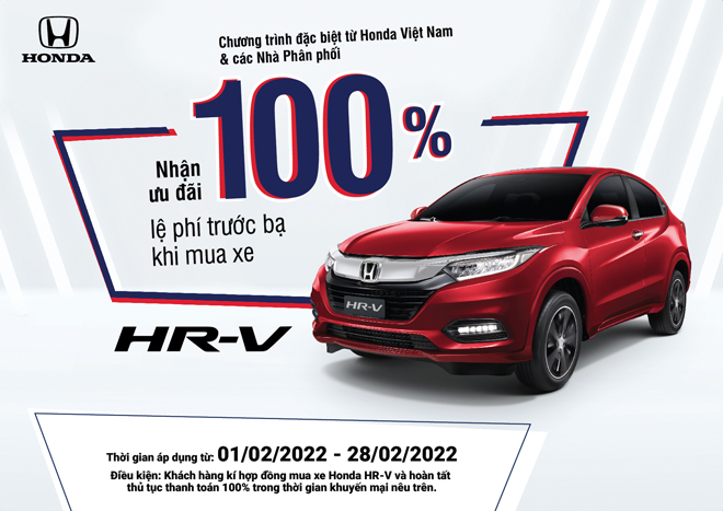 Mua xe Honda HR-V nhận hỗ trợ 100% phí trước bạ trong tháng 2/2022 - 1