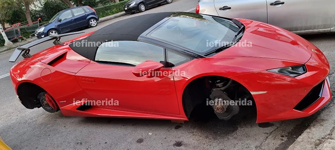 Cận cảnh siêu xe Lamborghini Huracan mui trần bị "đá" bộ mâm tiền tỷ - 3