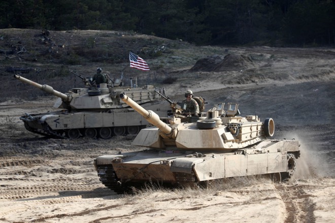 Xe tăng Mỹ tham gia cuộc tập trận của NATO ở Latvia năm 2021.