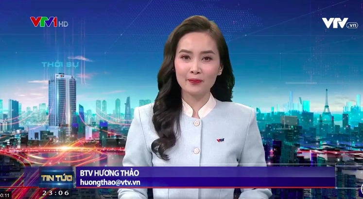BTV Hương Thảo trên bản tin thời sự VTV1 lúc 23h