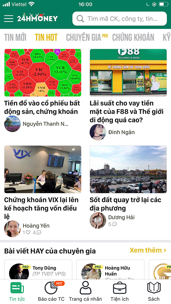 App Chứng khoán 24HMoney cập nhật theo từng hơi thở diễn biến của thị trường