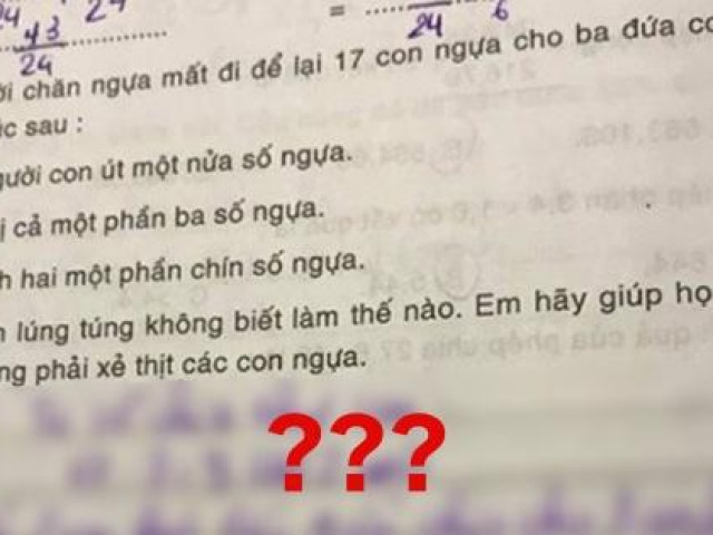 Giáo dục - du học - Bài toán "17 con ngựa chia đều cho 3 anh em", lời giải của bạn nhỏ khiến netizen thán phục