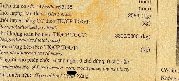 "Seat" được sử dụng trên sổ đăng kiểm ô tô