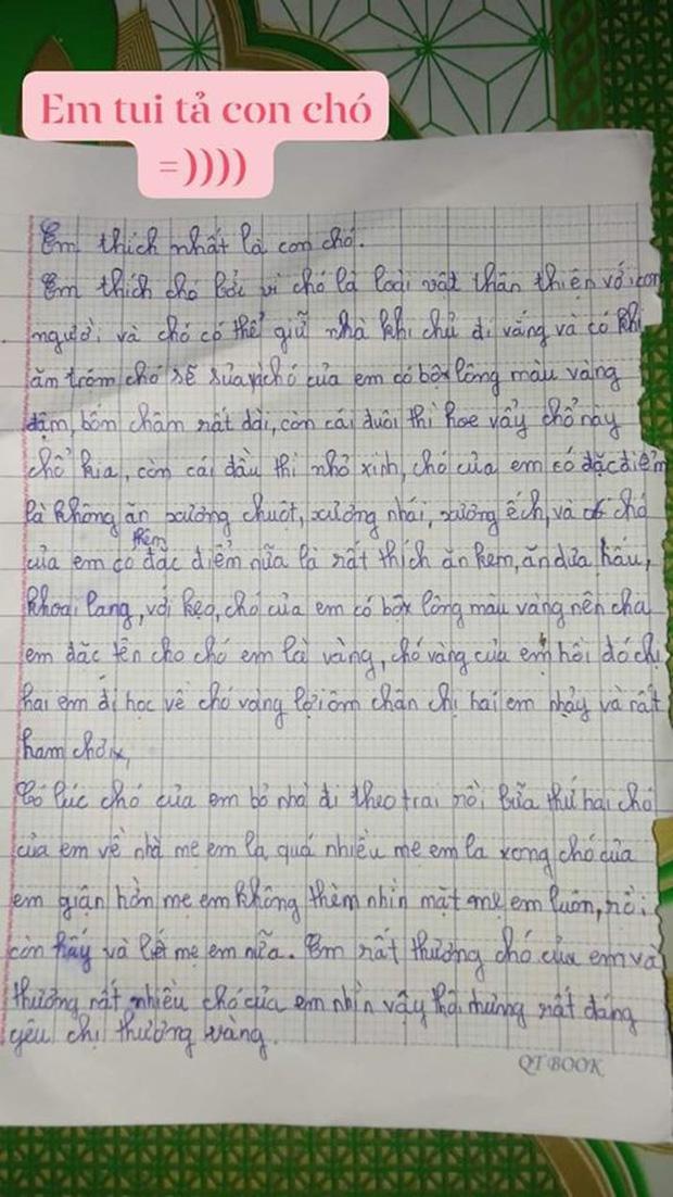 Cười ngất với bài văn tả cún cưng của bé gái tiểu học: Thích ăn kem, có lúc bỏ nhà theo trai - 1