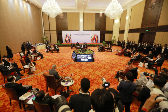Hội nghị hẹp Bộ trưởng Ngoại giao ASEAN mà Bộ trưởng Bộ Ngoại giao Bùi Thanh Sơn tham dự - Ảnh: TTXVN