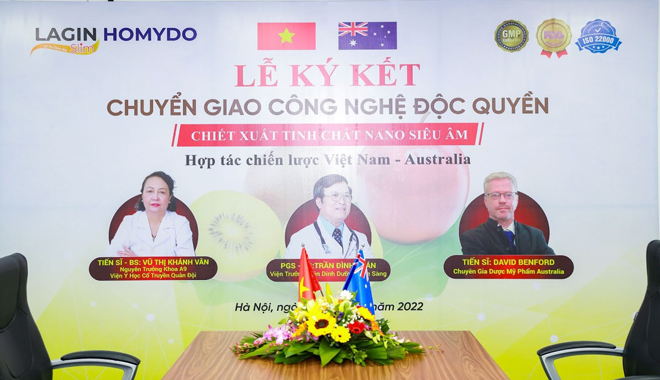 Lễ ký kết chuyển giao công nghệ độc quyền “Chiết xuất Nano siêu âm” giữa Dược Mỹ phẩm Homydo Việt Nam - Australia