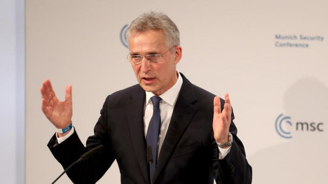 Tổng thư ký NATO&nbsp;Jens Stoltenberg phát biểu tại Hội nghị An ninh Munich 2022 ở Đức. Ảnh: RT
