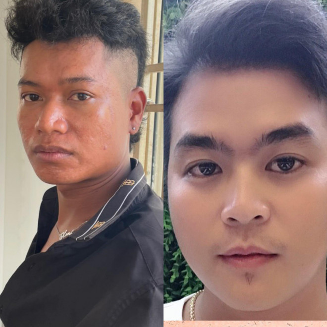 Nghi phạm Kiệt (trái) và Thành bị công an bắt giữ