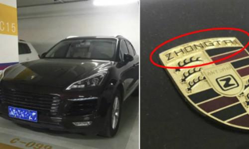 Chiếc xe đen của chàng trai. Cô gái cũng "mù" về xe cộ khi không chú ý logo được viết tắt là Zhongtai, thay vì Porche.
